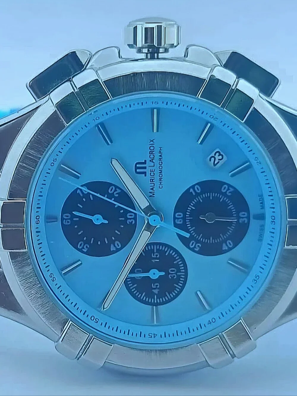 Maurice Lacroix Blue Chronograph Quartz Watch Refurbished